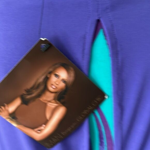 Inman Global Chic Purple & Green Palm Frond Sleeveless Dress - Picture 9 of 10